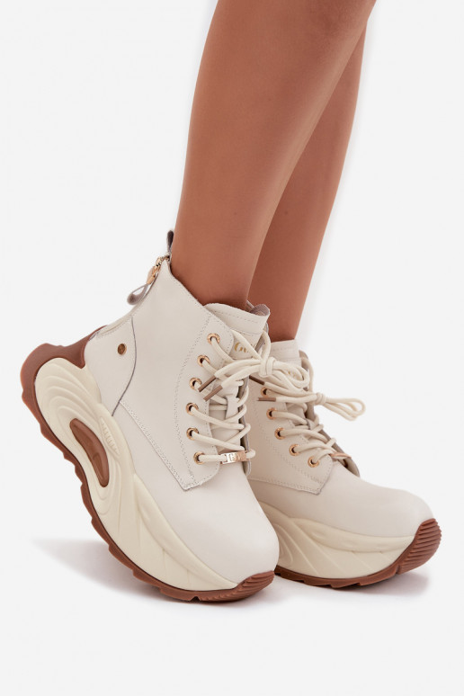 Āda siltināti Sieviešu puszābaki ar platformu GOE SS2N4300 Ziloņkaula krāsas