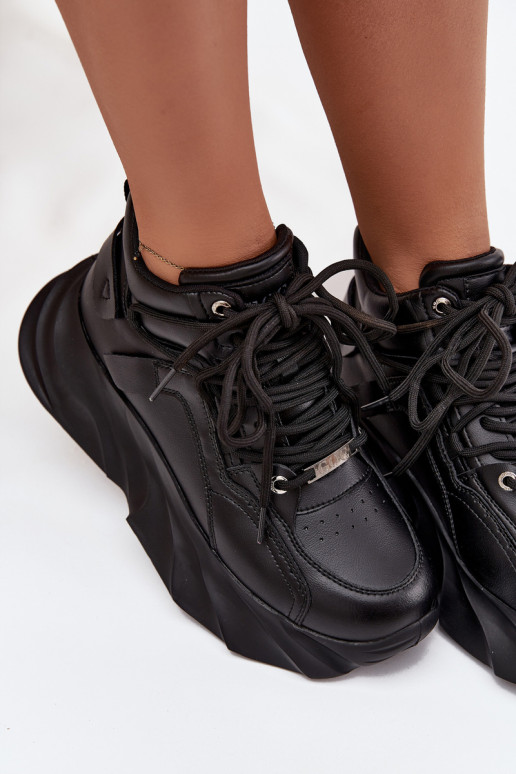 Sneakers modeļa apavi Sieviešu Dabīgas ādas GOE SS2N4036 melnas krāsas