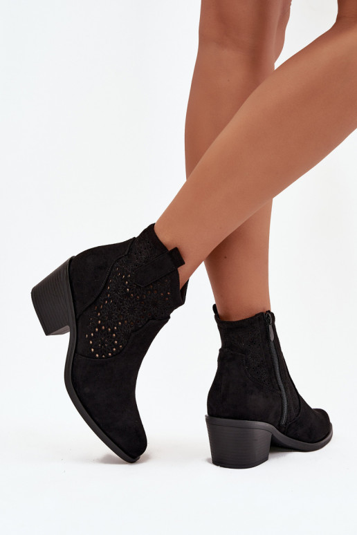 Sieviešu puszābaki Ažūrs ar papēdi S.Barski HY52-529 melnas krāsas