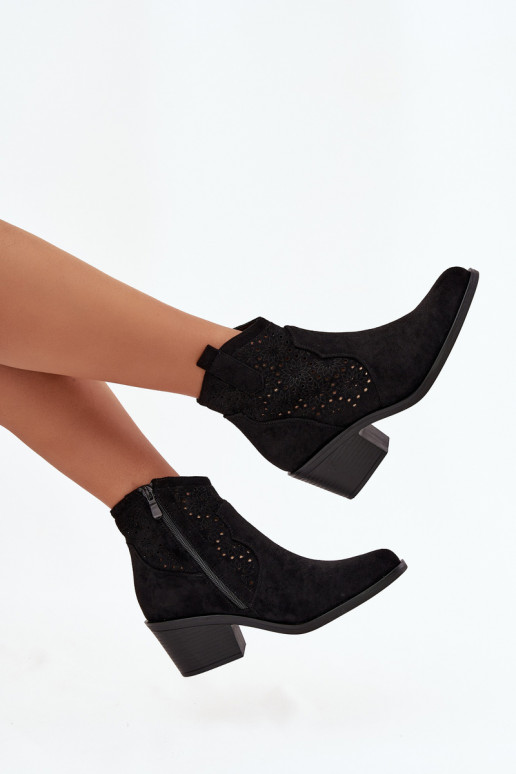 Sieviešu puszābaki Ažūrs ar papēdi S.Barski HY52-529 melnas krāsas