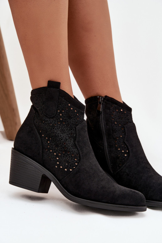 Sieviešu puszābaki Ažūrs ar papēdi S.Barski HY52-529 melnas krāsas