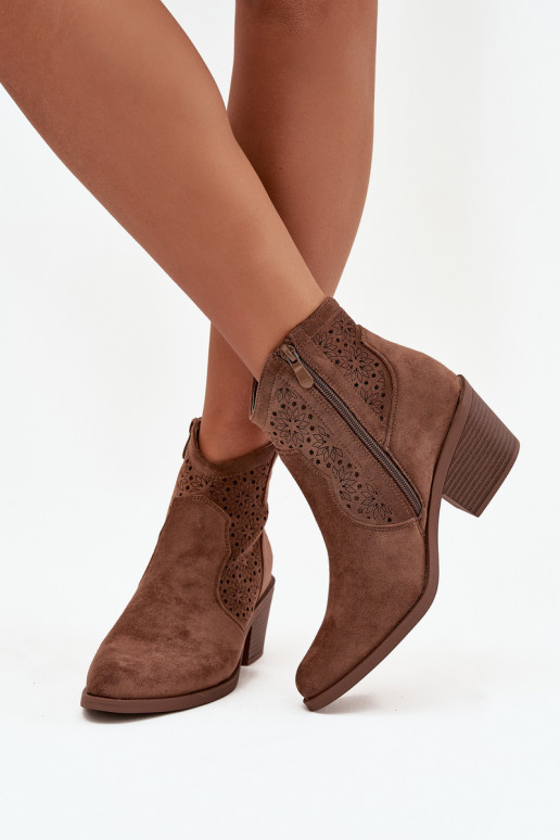 Sieviešu puszābaki Ažūrs ar papēdi S.Barski HY52-529 brūnas krāsas Sieviešu puszābaki Ažūrs ar papēdi S.Barski HY52-529 brūnas krāsas