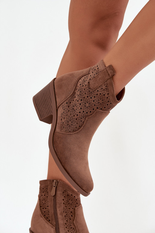 Sieviešu puszābaki Ažūrs ar papēdi S.Barski HY52-529 brūnas krāsas Sieviešu puszābaki Ažūrs ar papēdi S.Barski HY52-529 brūnas krāsas