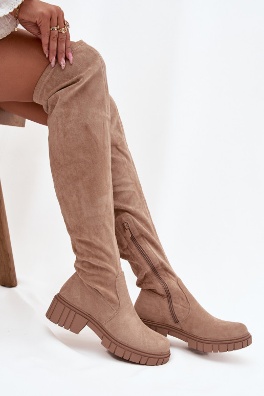 sieviešu garie zābaki Par ceļgalu S.Barski HY42-122 smilšu krāsas