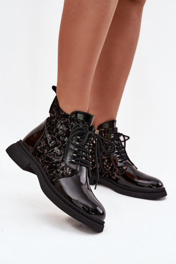 Laque Sieviešu puszābaki siltināti D&A CR52-613 melnas krāsas