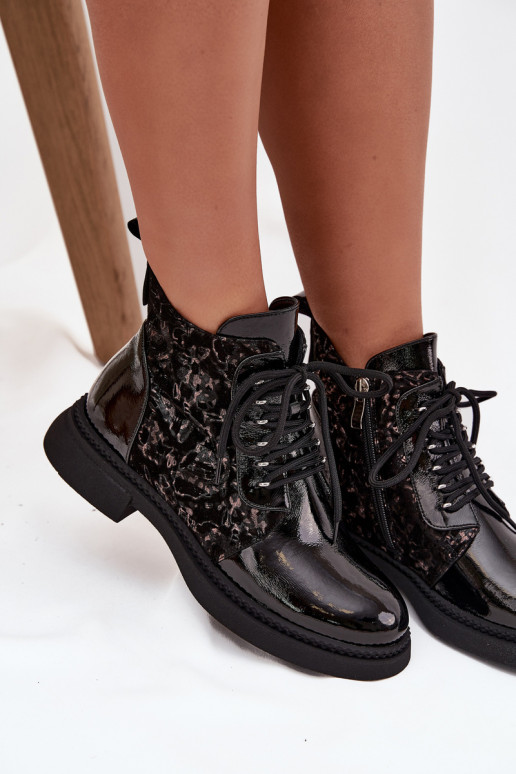 Laque Sieviešu puszābaki siltināti D&A CR52-613 melnas krāsas