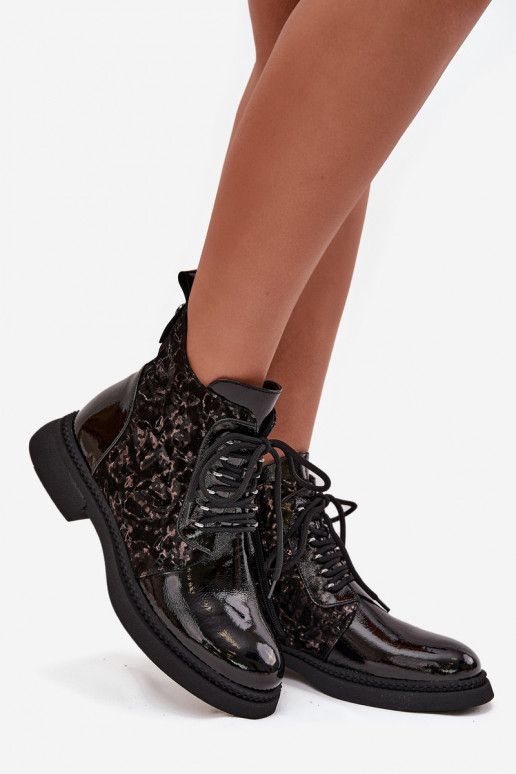 Laque Sieviešu puszābaki siltināti D&A CR52-613 melnas krāsas