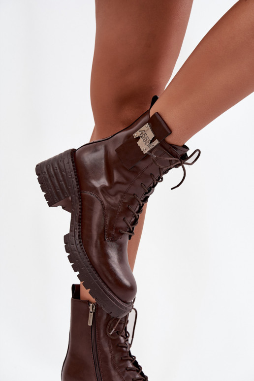 Āda zābaki Sieviešu Klockā Ar greznu Detalem Artiker 57C0213 brūnas krāsas