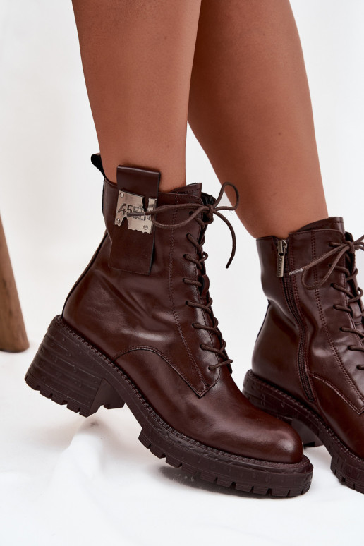 Āda zābaki Sieviešu Klockā Ar greznu Detalem Artiker 57C0213 brūnas krāsas