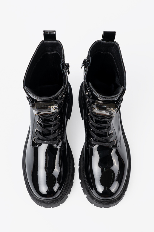 Laque mežģīņots sieviešu zābaki Melnas krāsas