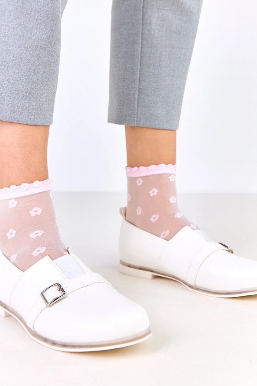 Balti sieviešu pussprādzītes ar ādas...