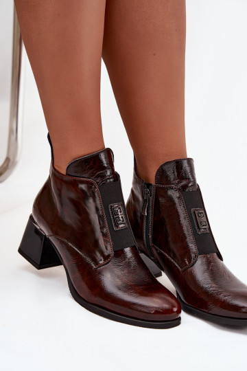 Āda Laque Sieviešu puszābaki Klockā Ar greznu Detalem siltināti Zazoo 60560 tumši brūnas krāsas