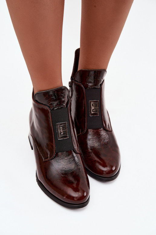 Āda Laque Sieviešu puszābaki Klockā Ar greznu Detalem siltināti Zazoo 60560 tumši brūnas krāsas