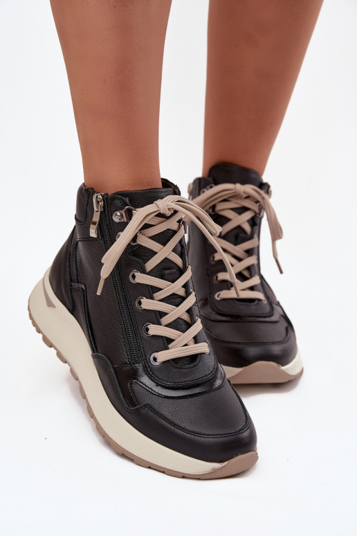 Sieviešu puszābaki Sportiska stila Sieviešu ar platformuIeslēgtsturalnej Skóry Zazoo Z1239 melnas krāsas