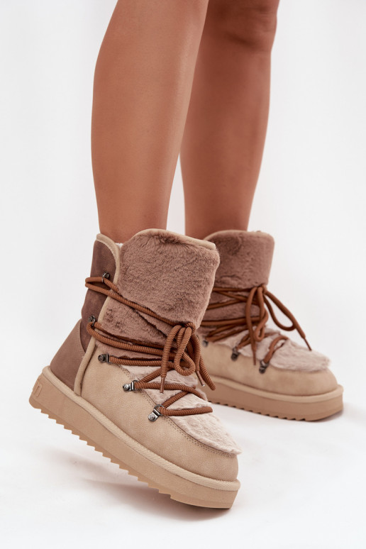 sniega apavi Sieviešu ar kažokādu D.Franklin DFSH370012 smilšu krāsas