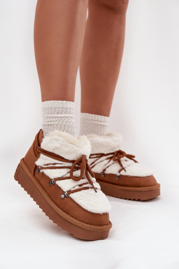 Zems sniega apavi ar platformu ar kažokādu D.Franklin DFSH370011 brūnas krāsas 2