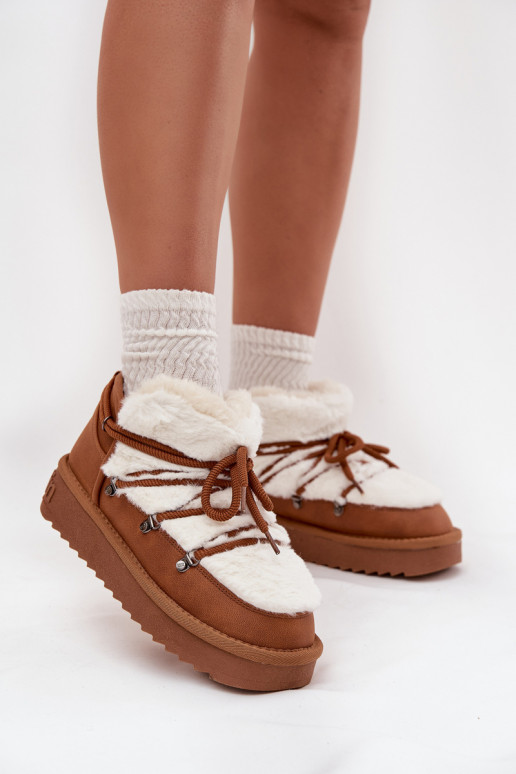 Zems sniega apavi ar platformu ar kažokādu D.Franklin DFSH370011 brūnas krāsas