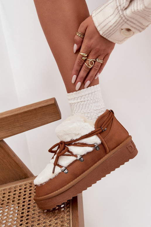 Zems sniega apavi ar platformu ar kažokādu D.Franklin DFSH370011 brūnas krāsas