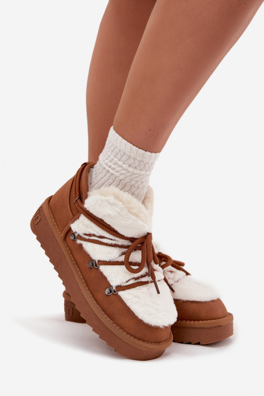 Zems sniega apavi ar platformu ar kažokādu D.Franklin DFSH370011 brūnas krāsas