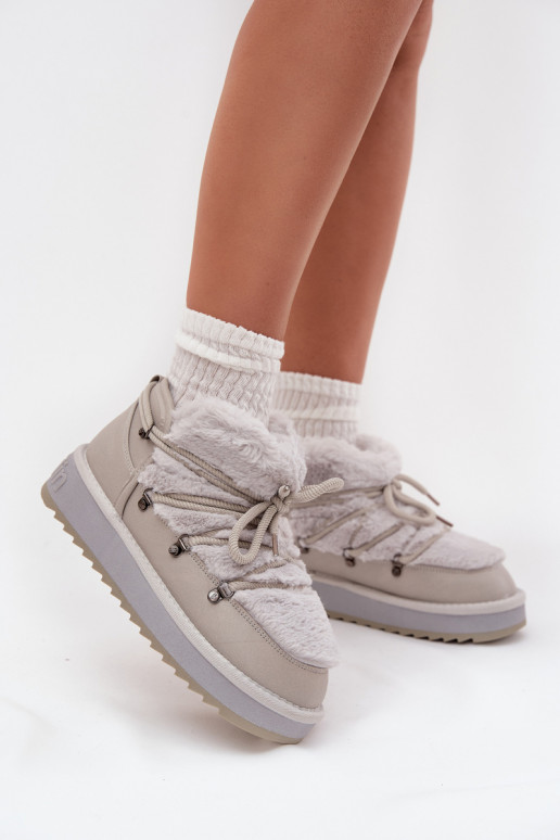 Zems sniega apavi ar platformu ar kažokādu D.Franklin DFSH370011 Pelēkas krāsas