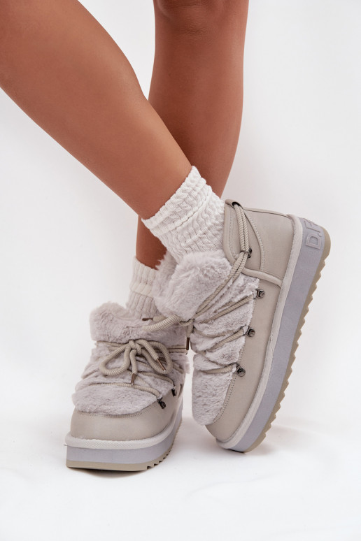 Zems sniega apavi ar platformu ar kažokādu D.Franklin DFSH370011 Pelēkas krāsas