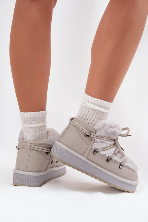 Zems sniega apavi ar platformu ar kažokādu D.Franklin DFSH370011 Pelēkas krāsas