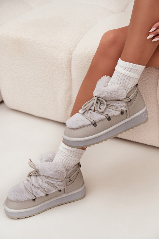 Zems sniega apavi ar platformu ar kažokādu D.Franklin DFSH370011 Pelēkas krāsas