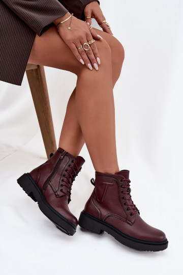 siltināti Sieviešu puszābakiIeslēgtsturalnej Skóry Sergio Leone BT25248-S bordo krāsas