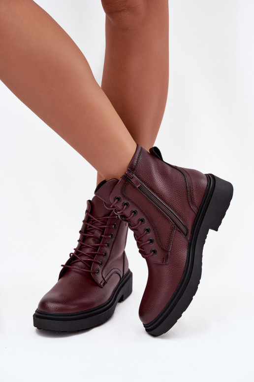 siltināti Sieviešu puszābakiIeslēgtsturalnej Skóry Sergio Leone BT25248-S bordo krāsas