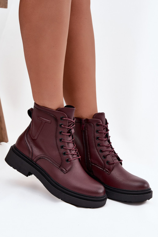 siltināti Sieviešu puszābakiIeslēgtsturalnej Skóry Sergio Leone BT25248-S bordo krāsas