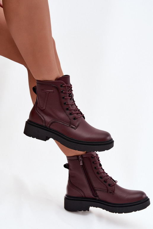 siltināti Sieviešu puszābakiIeslēgtsturalnej Skóry Sergio Leone BT25248-S bordo krāsas