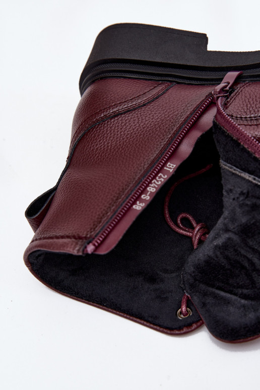 siltināti Sieviešu puszābakiIeslēgtsturalnej Skóry Sergio Leone BT25248-S bordo krāsas