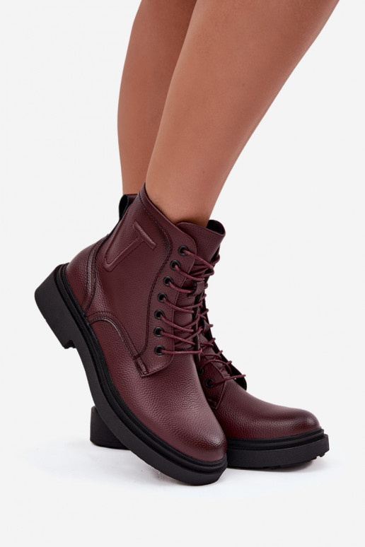 siltināti Sieviešu puszābakiIeslēgtsturalnej Skóry Sergio Leone BT25248-S bordo krāsas