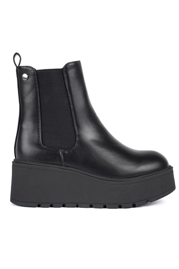 melnas krāsas Sieviešu zābaki uz ķīļa