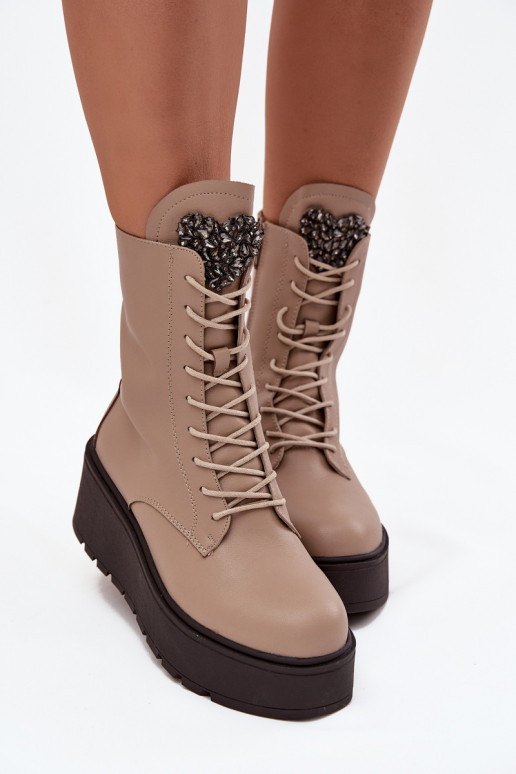 Āda Sieviešu puszābaki ar ornamentiem siltināti smilšu krāsas Ulrika