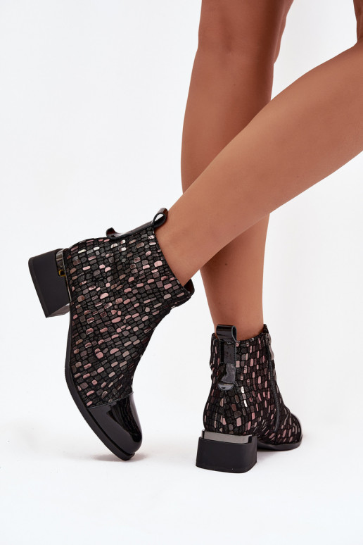 Laque Sieviešu puszābakiIeslēgtsturalnej Skóry Uz Zema Papēža D&A LZ52-960 melnas krāsas