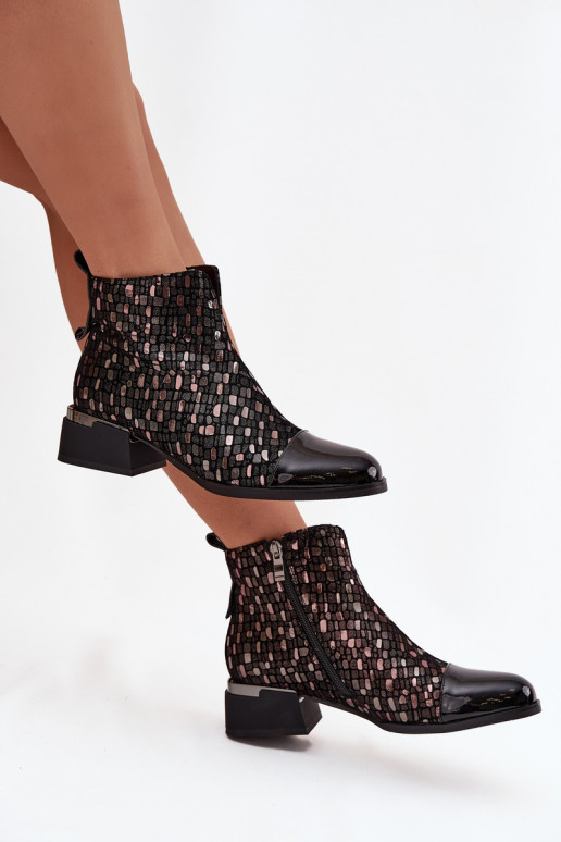 Laque Sieviešu puszābakiIeslēgtsturalnej Skóry Uz Zema Papēža D&A LZ52-960 melnas krāsas