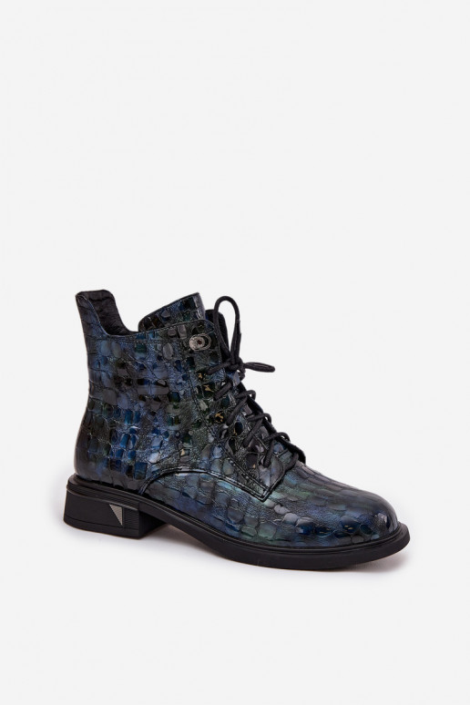 Laque Sieviešu puszābakiIeslēgtsturalnej Skóry D&A LZ52-962 tumši zilas krāsas