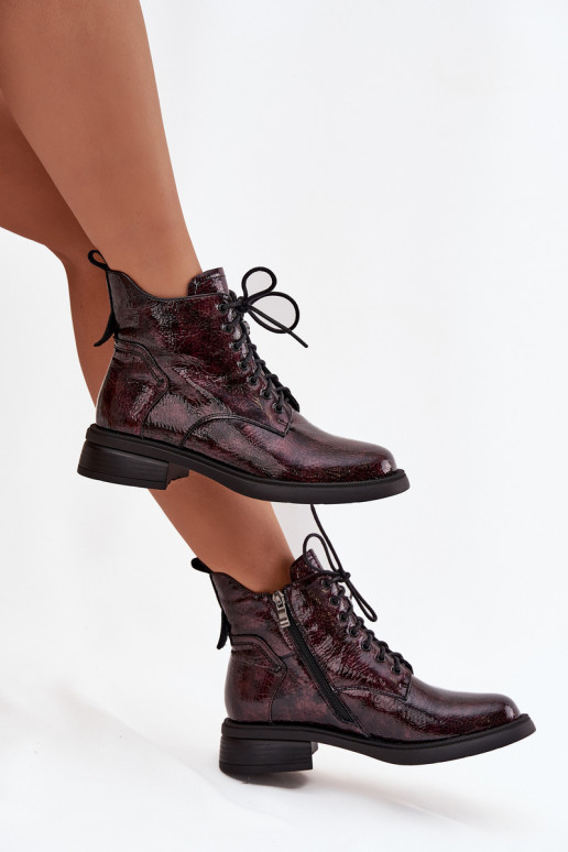 Laque Āda Sieviešu puszābaki Klockā D&A LZ52-954 bordo krāsas