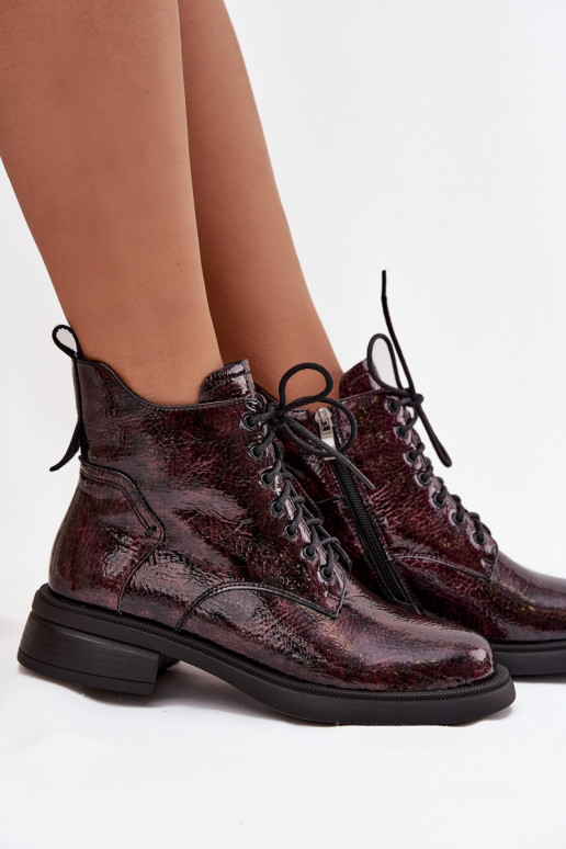 Laque Āda Sieviešu puszābaki Klockā D&A LZ52-954 bordo krāsas