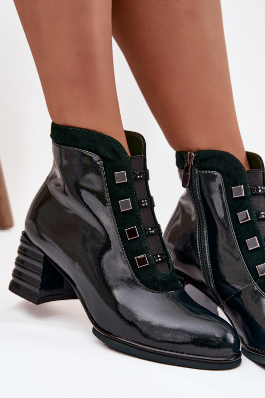 Laque Sieviešu puszābakiIeslēgtsturalnej Skóry ar papēdi D&ACR52-696 haki krāsas