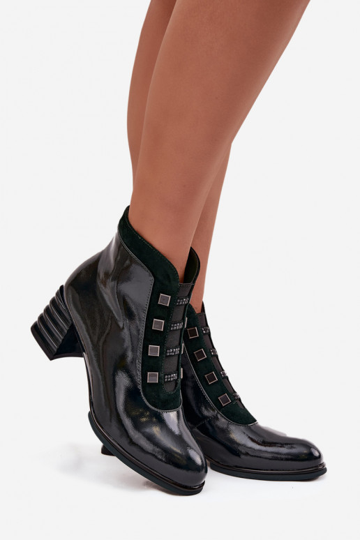 Laque Sieviešu puszābakiIeslēgtsturalnej Skóry ar papēdi D&ACR52-696 haki krāsas