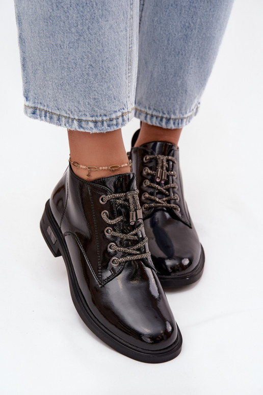 Āda Laque Sieviešu puszābaki Ar greznu Šņorēšanam D&A MR52-124 melnas krāsas