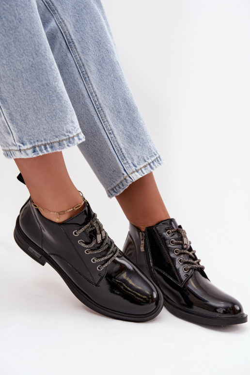 Āda Laque Sieviešu puszābaki Ar greznu Šņorēšanam D&A MR52-124 melnas krāsas