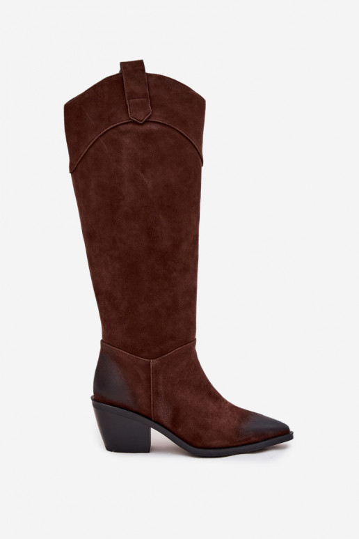 garie zābaki Kovboju zābaki Sieviešu ar papēdiIeslēgtsturalnego zamšādasu Artiker 57C0230 brūnas krāsas