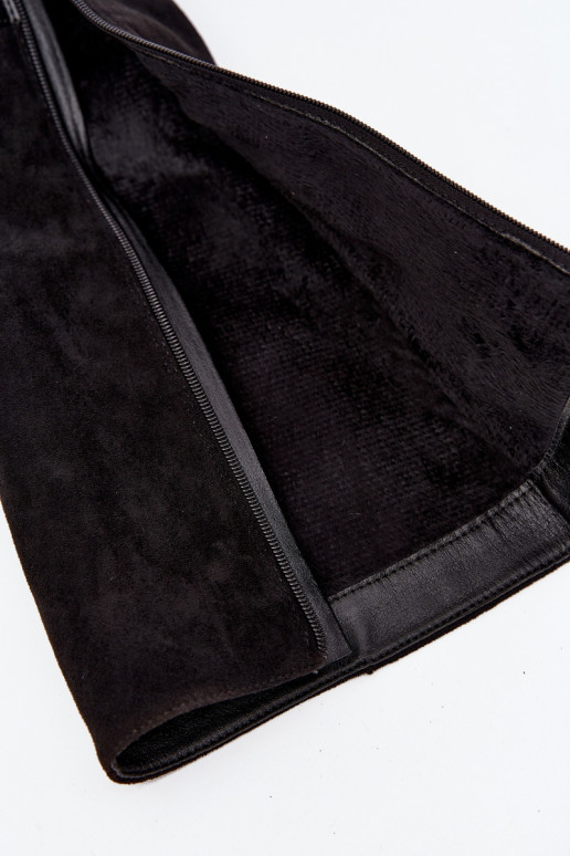 sieviešu garie zābaki ar papēdi Ar zelta sprādzi siltināti melnas krāsas Seraphine