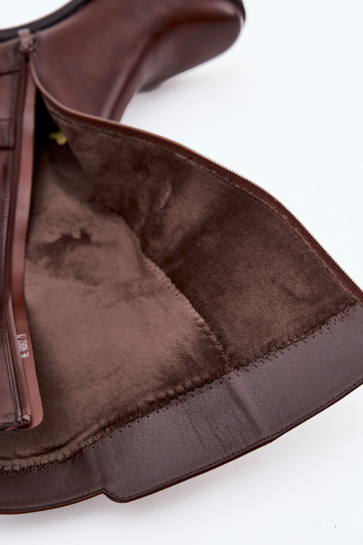 siltināti sieviešu garie zābaki Klockā ar siksniņām Sergio Leone KZ25826 brūnas krāsas