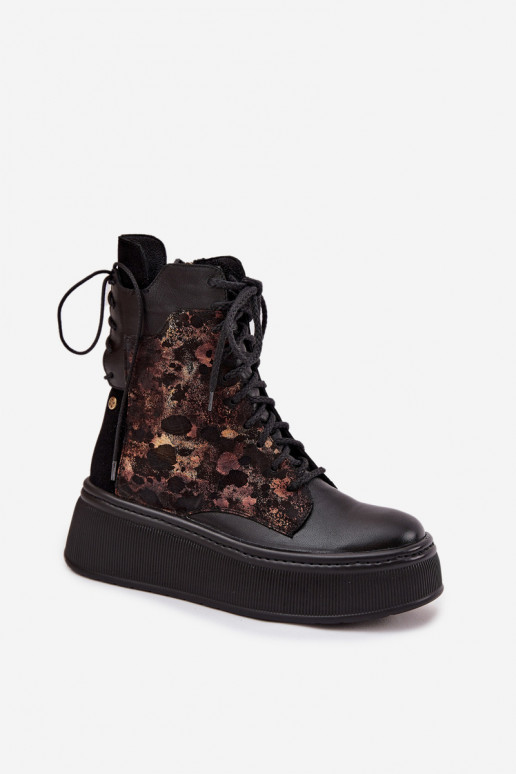 Āda Sieviešu puszābaki ar platformu Tā irciejka 07086-01 melnas krāsas Āda Sieviešu puszābaki ar platformu Tā irciejka 07086-01 melnas krāsas