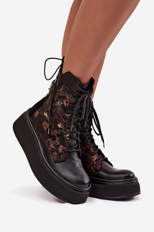 Āda Sieviešu puszābaki ar platformu Tā irciejka 07086-01 melnas krāsas Āda Sieviešu puszābaki ar platformu Tā irciejka 07086-01 melnas krāsas