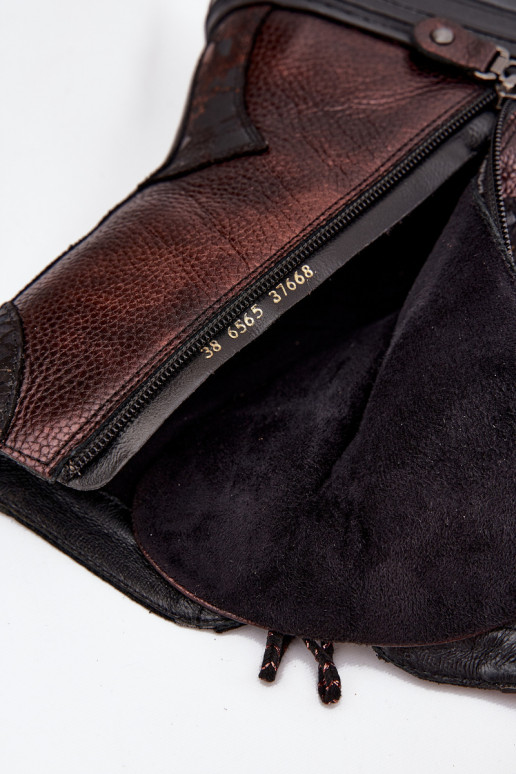 Āda Sieviešu puszābaki ar platformu siltināti Tā irciejka 06565-02 brūnas krāsas-Zelta krāsas